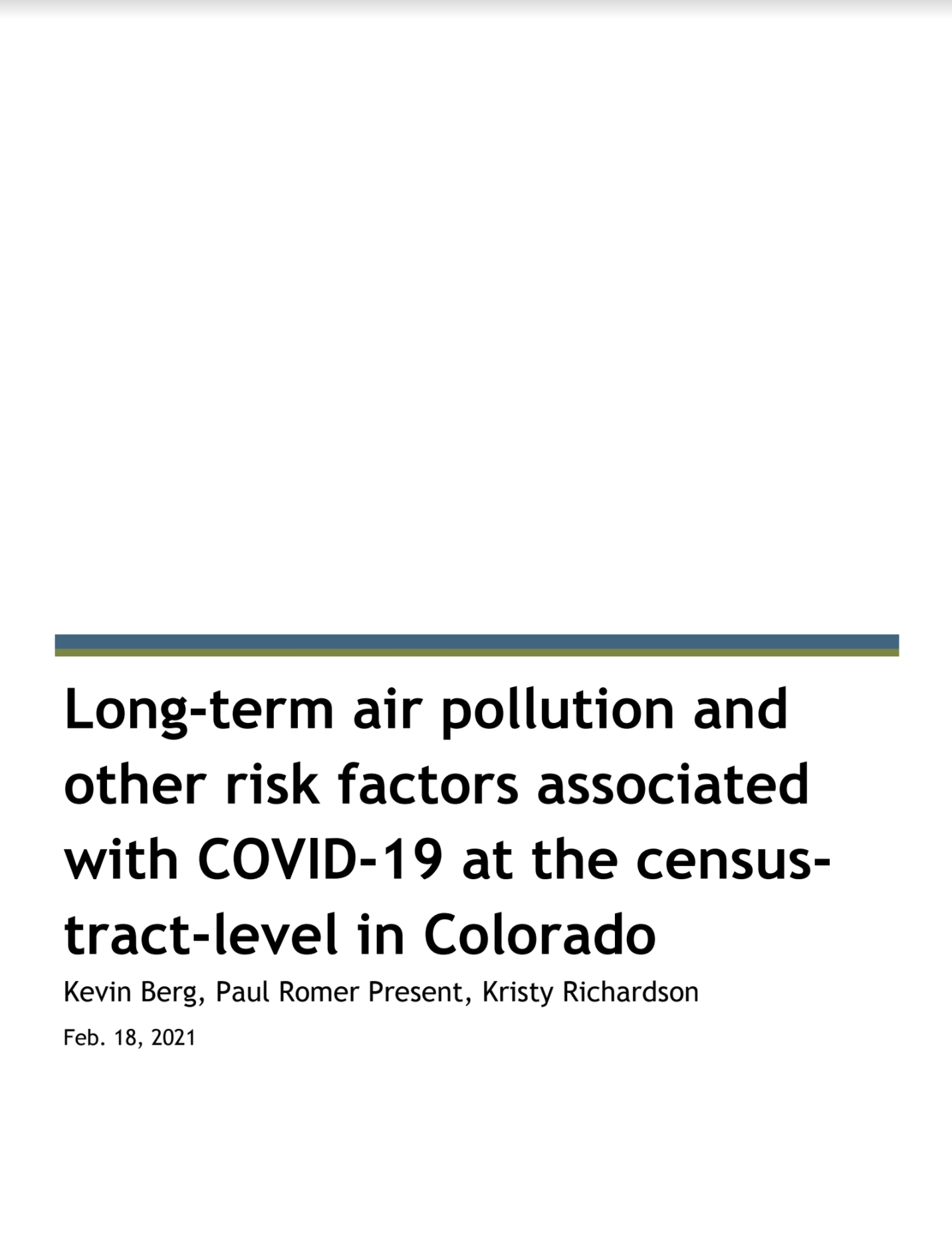 Long-term air pollution and other risk factors associated with COVID-19 at the census-tract level in Colorado